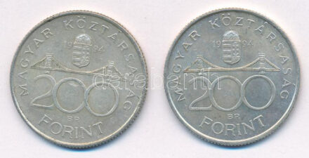 1994. 200Ft 'Deák' (2x) T:AU,XF Adamo F13.1