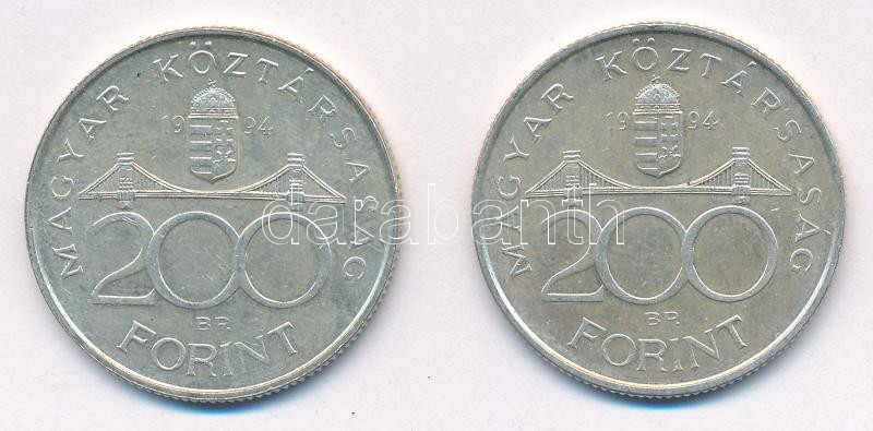 1994. 200Ft 'Deák' (2x) T:AU,XF Adamo F13.1 - Image 2