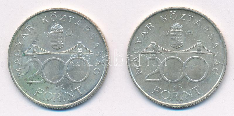 1994. 200Ft 'Deák' (2x) T:AU,XF Adamo F13.1 - Image 2