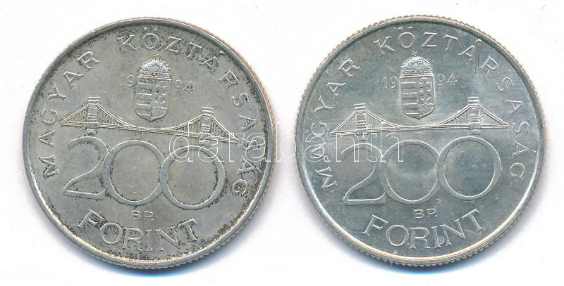 1994. 200Ft 'Deák' (2x) T:AU,XF Adamo F13.1 - Image 2