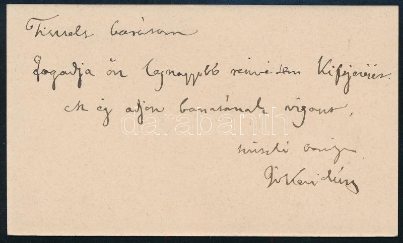 Jókai Mór (1825-1904) író autográf feliratos névjegye Tisztelt Barátom! megszólítással - Image 2