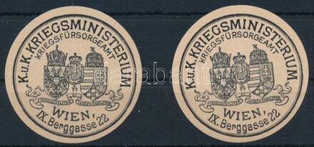 2 db K.u.K. KRIEGSMINISTERIUM levélzáró