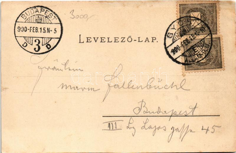 1900 Győr, Újváros, Templom, híd, folyó, zsinagóga, házak (fl) - Image 2