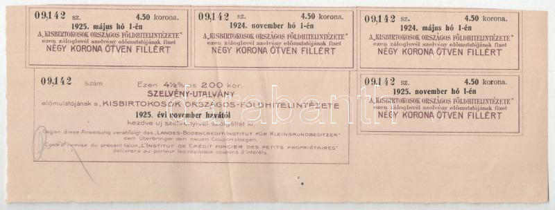 Budapest 1909. 'Kisbirtokosok Országos Földhitelintézete' 4 1/2%-os záloglevele 200K-ról, magyar, német és francia nyelven, szárazpecséttel, szelvényekkel T:F - Image 2