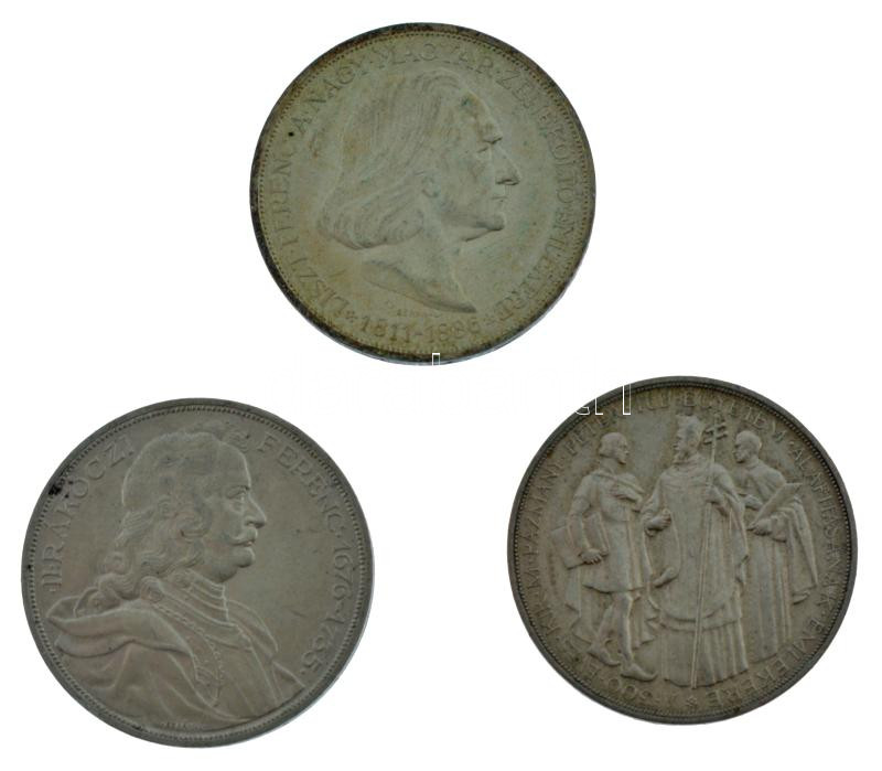 1935. 2P Ag 'Pázmány' + 1935. 2P Ag 'Rákóczi' + 1936. 2P Ag 'Liszt Ferenc' 'Pázmány-sor' T:AU,XF patina Adamo P7.1, P7.2, P7.3 - Image 2