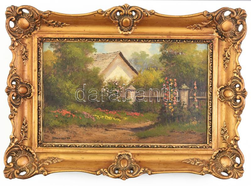 Barsi Béla (1872-1913): Virágzás. Olaj, vászon, jelzett. Dekoratív, kissé sérült fakeretben. 25×39 cm