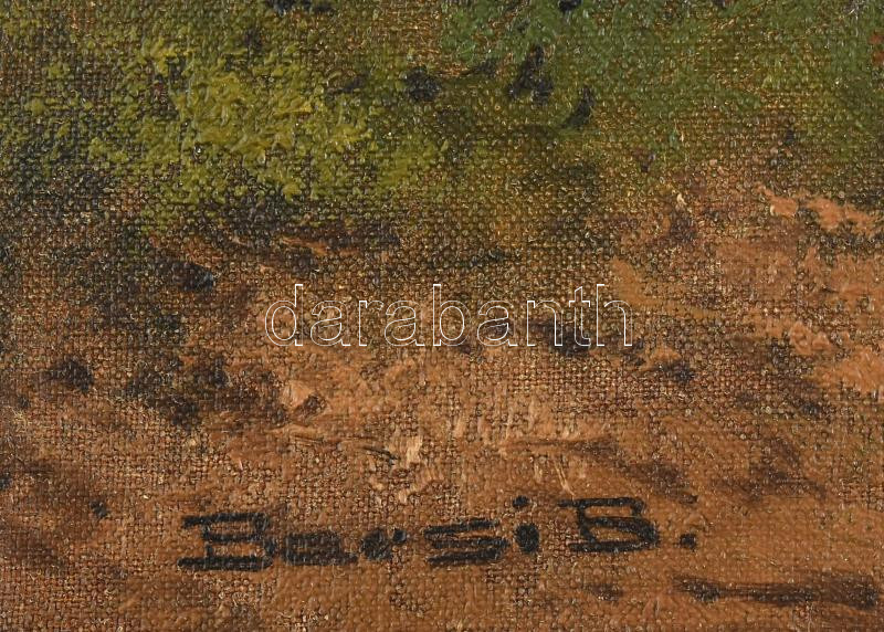Barsi Béla (1872-1913): Virágzás. Olaj, vászon, jelzett. Dekoratív, kissé sérült fakeretben. 25×39 cm - Image 2