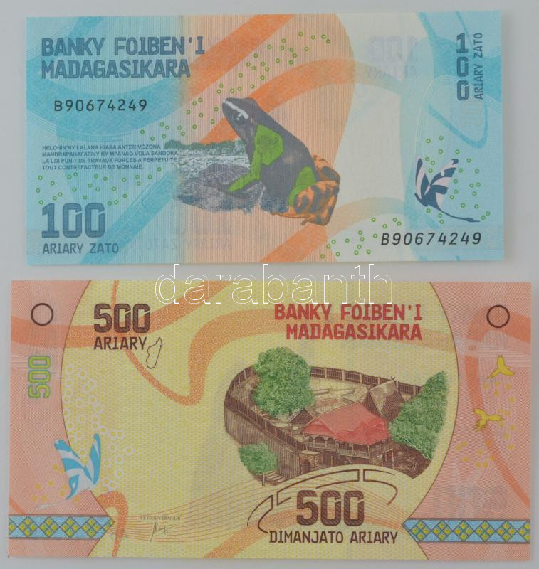 Madagaszkár 2017. 100A + 500A T:UNC Madagascar 2017. 100 Ariary + 500 Ariary C:UNC