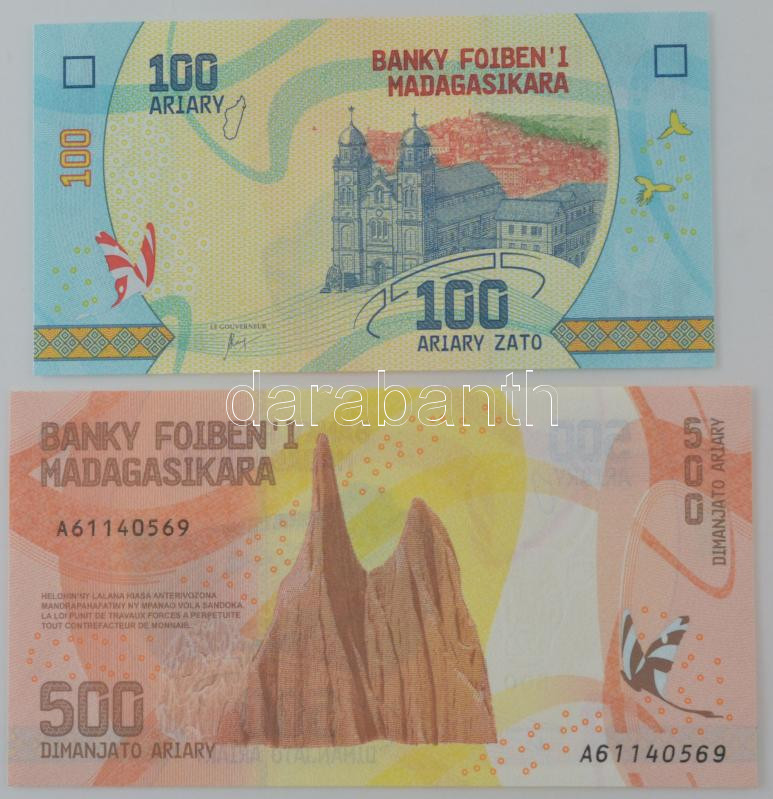 Madagaszkár 2017. 100A + 500A T:UNC Madagascar 2017. 100 Ariary + 500 Ariary C:UNC - Image 2