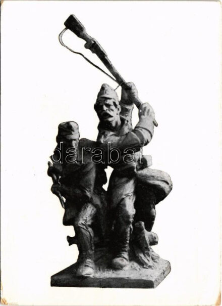 20-as honvédek és népfölkelők felállítandó emlékműve Nagykanizsán. Tervezte Hybl József szobrászművész / Hungarian military monument (kopott sarkak / worn corners)