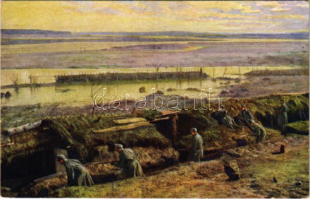 1917 Weltkrieg 1914-1915. Unsere Stellung an der Nida / Világháború 1914-1915. Állásunk a Nidán / WWI Austro-Hungarian K.u.K. military, soldiers in the trenches + 'Bäckereizug des k.u.k. XXIV. Korps' (EK)