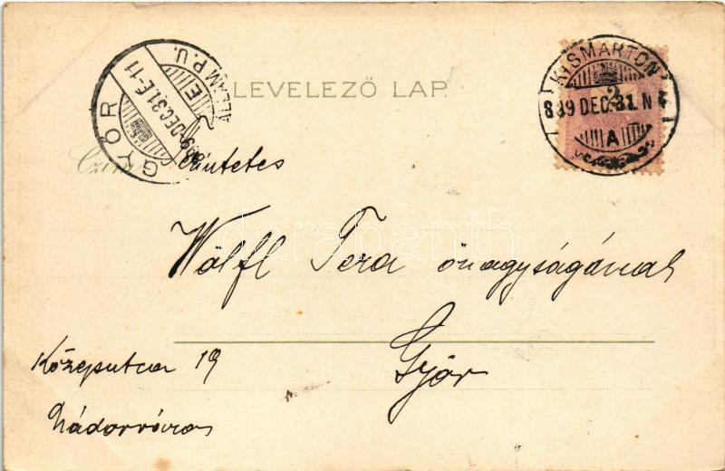 1899 (Vorläufer) Temesvár, Timisoara; Gyárváros, Andrássy út, villamos. Kiadja a Corvina könyvkereskedés / Fabric / street view with tram. Art Nouveau litho - Image 2