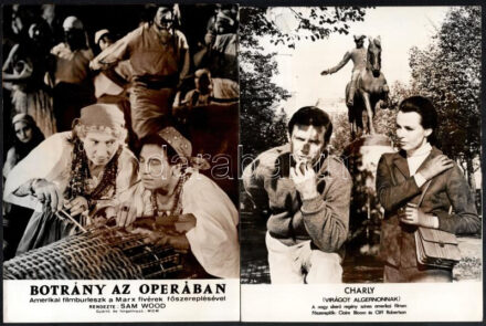 Hibás filmfotók tétele, cca 1988 előtt készült külföldi filmek egy-egy jelenete, 33 db vintage produkciós filmfotó, ezüst zselatinos fotópapíron, valamennyi képnek hibája van (elszíneződés, szakadás, kisebb hiány, hajtásnyom,