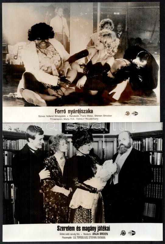 Hibás filmfotók tétele, cca 1988 előtt készült külföldi filmek egy-egy jelenete, 33 db vintage produkciós filmfotó, ezüst zselatinos fotópapíron, valamennyi képnek hibája van (elszíneződés, szakadás, kisebb hiány, hajtásnyom, - Image 3