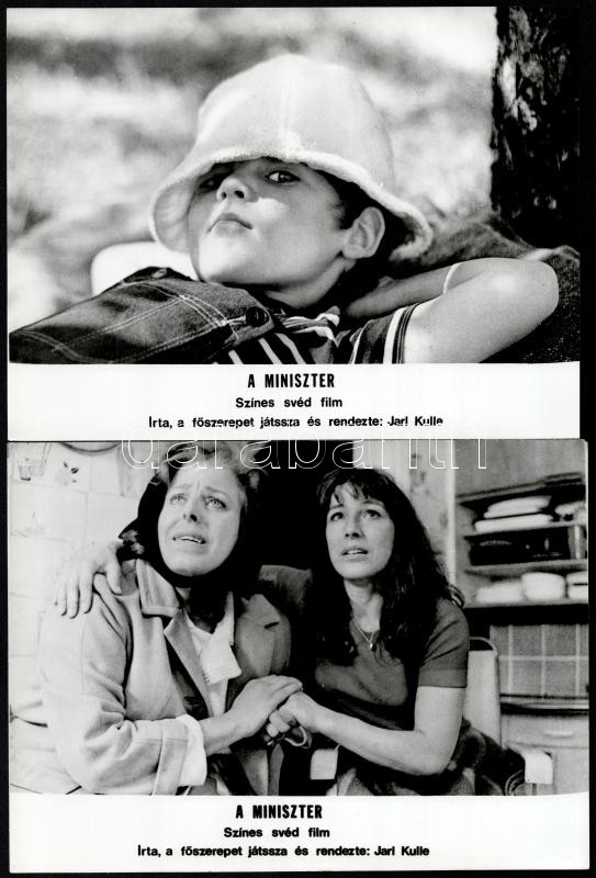 cca 1989 előtt készült ,,A miniszter' című svéd film jelenetei és szereplői, 15 db vintage produkciós filmfotó, ezüst zselatinos fotópapíron, 18x24 cm