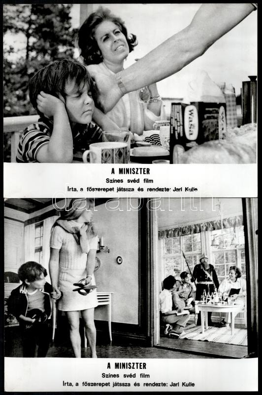 cca 1989 előtt készült ,,A miniszter' című svéd film jelenetei és szereplői, 15 db vintage produkciós filmfotó, ezüst zselatinos fotópapíron, 18x24 cm - Image 3