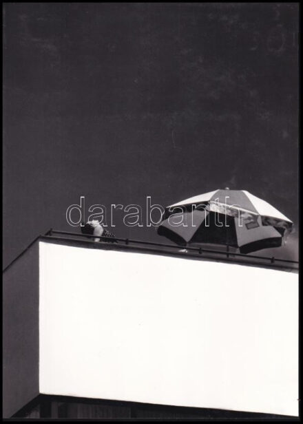 1966 Müller Ferenc vintage fotóművészeti alkotása, aláírva, ezüst zselatinos fotópapíron (Napozó), 23,5x16,7 cm