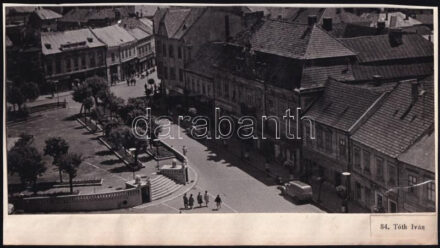 1962 Tóth Iván: Veszprém, feliratozott vintage fotóművészeti alkotás, ezüst zselatinos fotópapíron, kartonlapra felragasztva, 11,5x24 cm