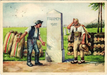 1940 Trianon 1920. Szegény testvérünknek száz a baja, búja: Hiányzik cserébe a jó magyar búza! Kiadja a Magyar Nemzeti Szövetség, Magyar Földrajzi Intézet rt. / Hungarian irredenta propaganda, Treaty of Trianon s: Köves (EK)