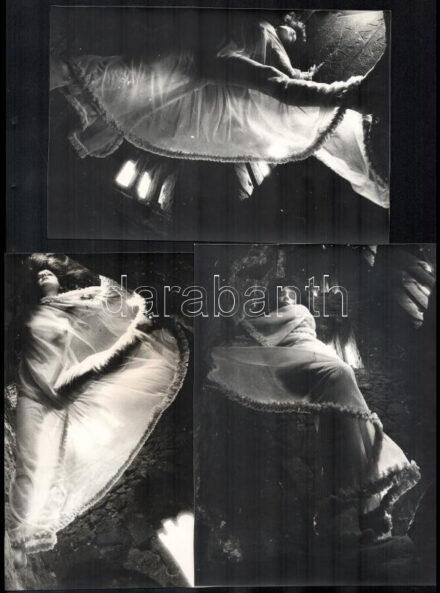 cca 1973 Tánc az öreg kastély tornyában, 3 db vintage fotó, ezüst zselatinos fotópapíron, 23x16 cm