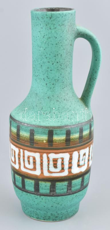 Német retro design váza. Mázas kerámia, kézzel festett, jelzett, hibátlan 26 cm