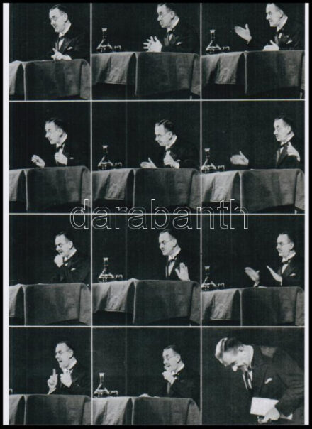 cca 1937 Thomas Mann (1875-1955) német író felolvasó estje Budapesten, Escher Károly (1890-1966) budapesti fotóriporter készített róla fotósorozatot, 1 db modern nagyítás a néhai Lapkiadó Vállalat központi fotólaborjának
