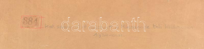 Bundschun Ottó (1885-?): Táj. 1933. A Műcsarnok 1934-es téli tárlatán szerepelt címkével. . Akvarell, papír, jelzett, 30x40 cm - Image 3