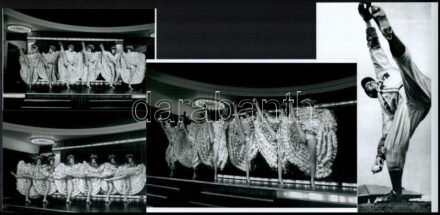 cca 1962 Budapest, Moulin Rouge, magyar lányok kán-kánt táncolnak, + hozzáadva egy amerikai ?férfi kán-kánt? bemutató fotót (1937), összesen 4 db modern nagyítás, 15x21 cm és 10x15 cm