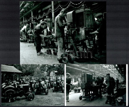 cca 1952 Budapest, Vörös Október Traktorgyár, Kotnyek Antal (1921-1990) budapesti fotóriporter hagyatékából 3 db modern nagyítás, 15x21 cm és 10x15 cm