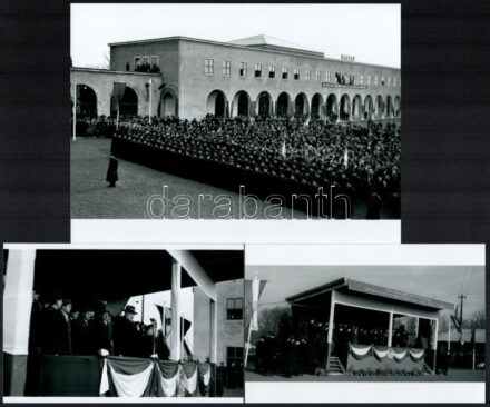 Vasúttörténeti adalékok, tisztavatás Hatvanban (cca 1948) és két gőzmozdony, 5 db modern nagyítás, 17,7x23,7 cm és 10x15 cm között