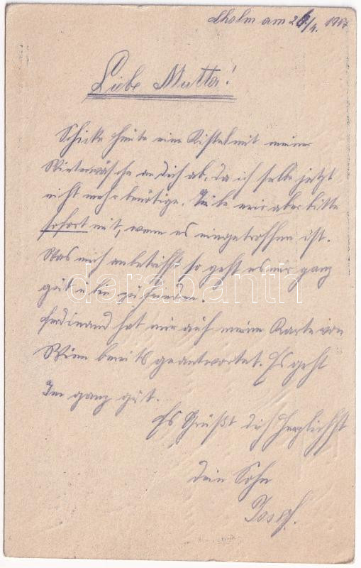 1917 Feldpostkarte. Conrad von Hötzendorf, österr. Generalstabschef / Első világháborús osztrák-magyar katonai tábori posta, Viribus Unitis propaganda / WWI K.u.k. military field post (EK) - Image 2