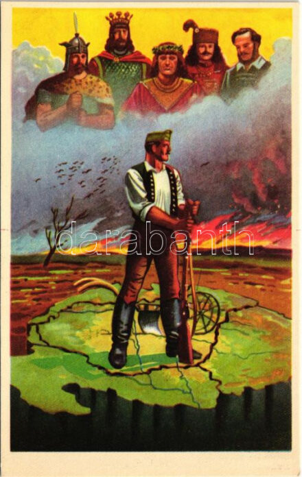 1939 Magyar őrszem, magyar hivatás. Kiadja az Ereklyés Országzászló Nagybizottsága / Hungarian irredenta propaganda art postcard, Treaty of Trianon