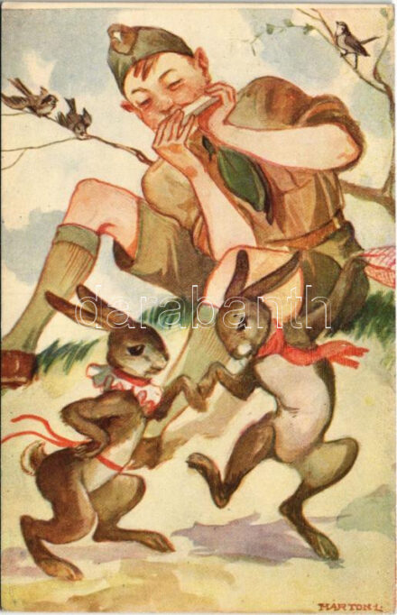 Kiadja a Márton L.-féle Cserkészlevelezőlapok Kiadóhivatala / Hungarian boy scout art postcard s: Márton L.