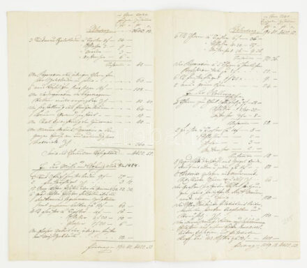 1849-51 Az 1848-as budai bombázások kárainak felmérése Pest városa számára, több ingatlanban, hozzá költségvetések 8 kézzel beírt oldal