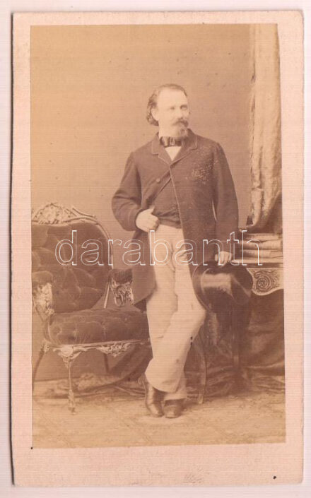 cca 1880 Stéger Xavér Ferenc (1824-1911) operaénekes vizitkártya méretű fotója / Hungarian tenor, opera singer photo 9x11 cm
