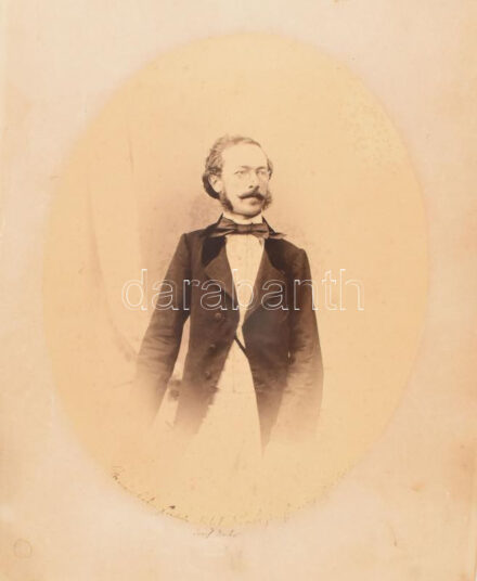 Joseph Dachs (1825-1896) zöngorista nagy méretű fotó 32x42 cm Kis folttal / Larga photo of Austrian pianist and music teacher Joseph Dachs with stain 32x42 cm