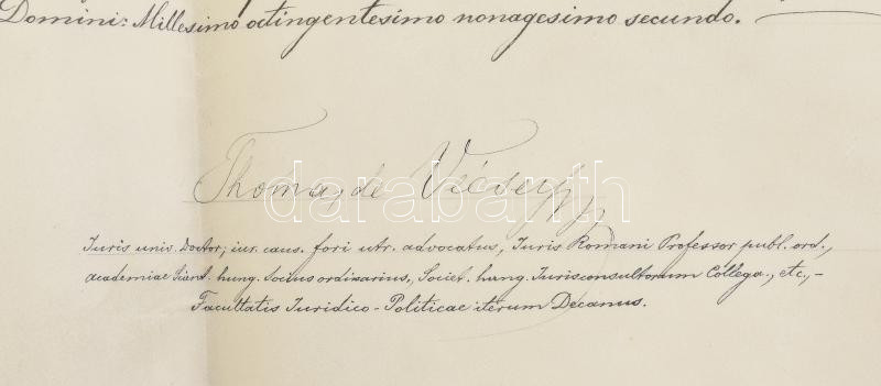 1891 lovag Falk Zsigmond Károly (1870-1935) író, szerkesztő. nagybátyja Falk Miksa államtudományi diplomája, tokkal, kissé sérült viaszpecséttel + végbizonyítványa - Image 3