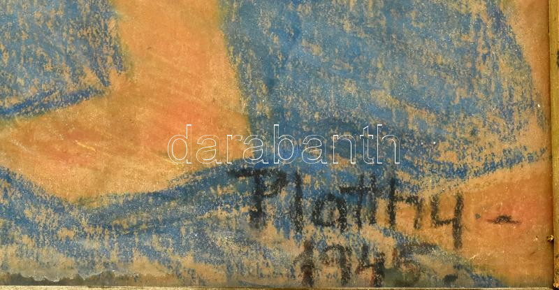 Platthy György (1908-2003): Memento mori, 1945. Pasztell, papír. Jelezve jobbra lent. Üvegezett fakeretben, 70×50 cm. - Image 2