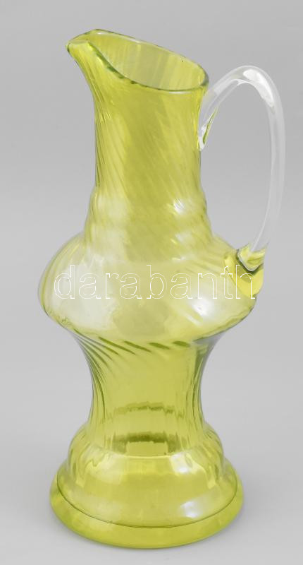 Urán sárga nagy méretű vizes kancsó. Cseh. XX. sz közepe .Hibátlan. 33 cm