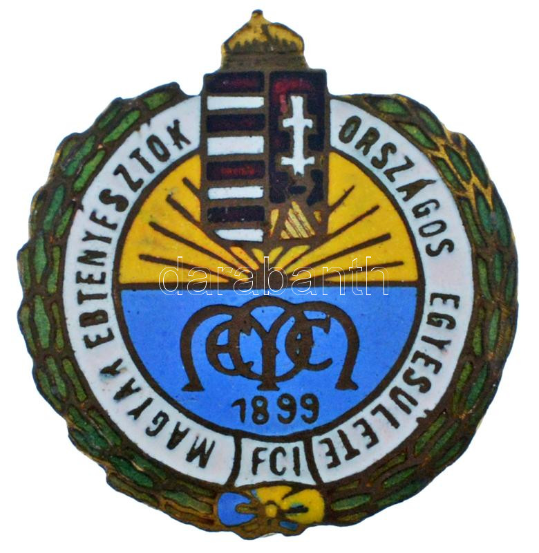 ~1920-1930. 'Magyar Ebtenyésztők Országos Egyesülete' zománcozott, aranyozott bronz gomblyukjelvény (24x23mm) T:XF