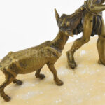 Névjegytartó. Szőlőt evő gyermek kecskével. Márvány, Bronz. 23x22 cm - Image 3