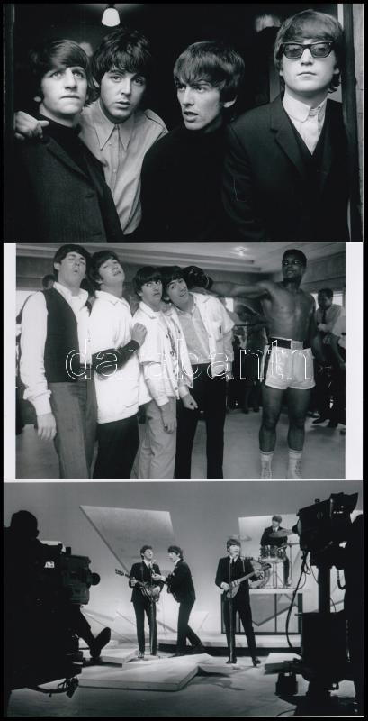 cca 1968 előtt készült felvételek a Beatles együttes tagjairól, a néhai Lapkiadó Vállalat központi fotólaborjának archívumából 3 db modern nagyítás, 10x15 cm