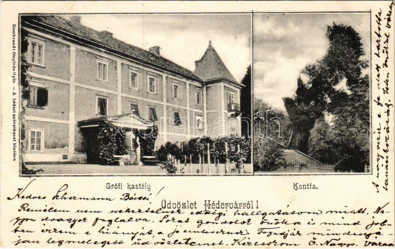 1906 Hédervár, Gróf Khuen-Héderváry kastély, Kontfa