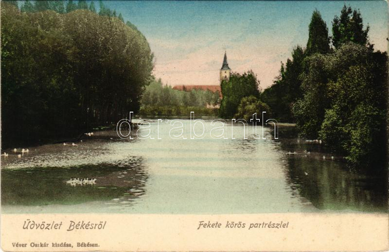 Békés, Fekete-Körös part. Véver Oszkár kiadása