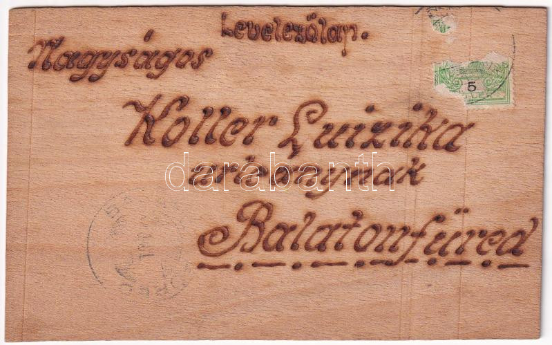 1911 Balatonfüred. Gombás üdvözlőlap, kézzel festett falemez lap - Image 2