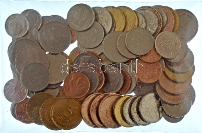 99db-os vegyes belga érmetétel T:vegyes 99pcs of mixed belgian coin lot C:mixed