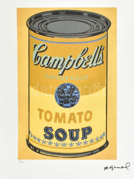 Andy Warhol (1928-1987): Campbell soup. Ofszet litográfia, papír, jelzett a nyomaton. Kézzel sorszámozott 33/100, jelzett a nyomaton. Georges Israel editeur - Leo Castellli New York, szárazpecséttel, tanúsítvánnyal / Ofset lithography on