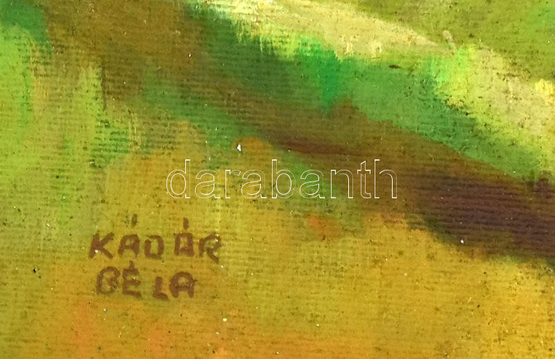 Kádár Béla jelzéssel: Napfényes táj. Olaj, vászon, 40x30 cm. Dekoratív fakeretben. - Image 2