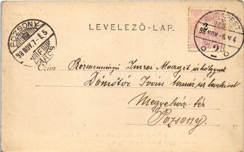 1898 (Vorläufer) Budapest II. Cs. és kir. gyalogsági kadétiskola, intézeti épület kilátás a Svábhegyre - Image 2