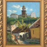 Liszi P. K. jelzéssel: Pannonhalma. Olaj, vászon, 41x32 cm. Dekoratív fakeretben.
